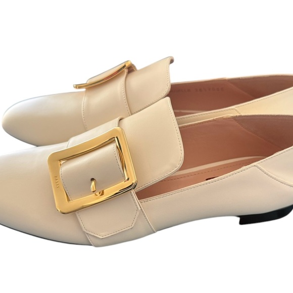 Bally Women’s Janelle Buckled Leather Loafers | Color: Bone (EU 38.5; NWT & Box) - Picture 2 of 16